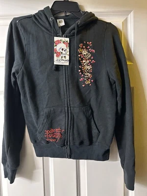 Sudadera con Capucha Ed Hardy Vintage Negra Flor de Cerezo Calavera Talla S Pequeña Nueva con Etiquetas Foto 1 de 4