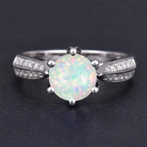 1,34Kt Runden Form 100% Natürlich Volles Feuer Opal Ring Im 925 Sterling Silber - Picture 1 of 1