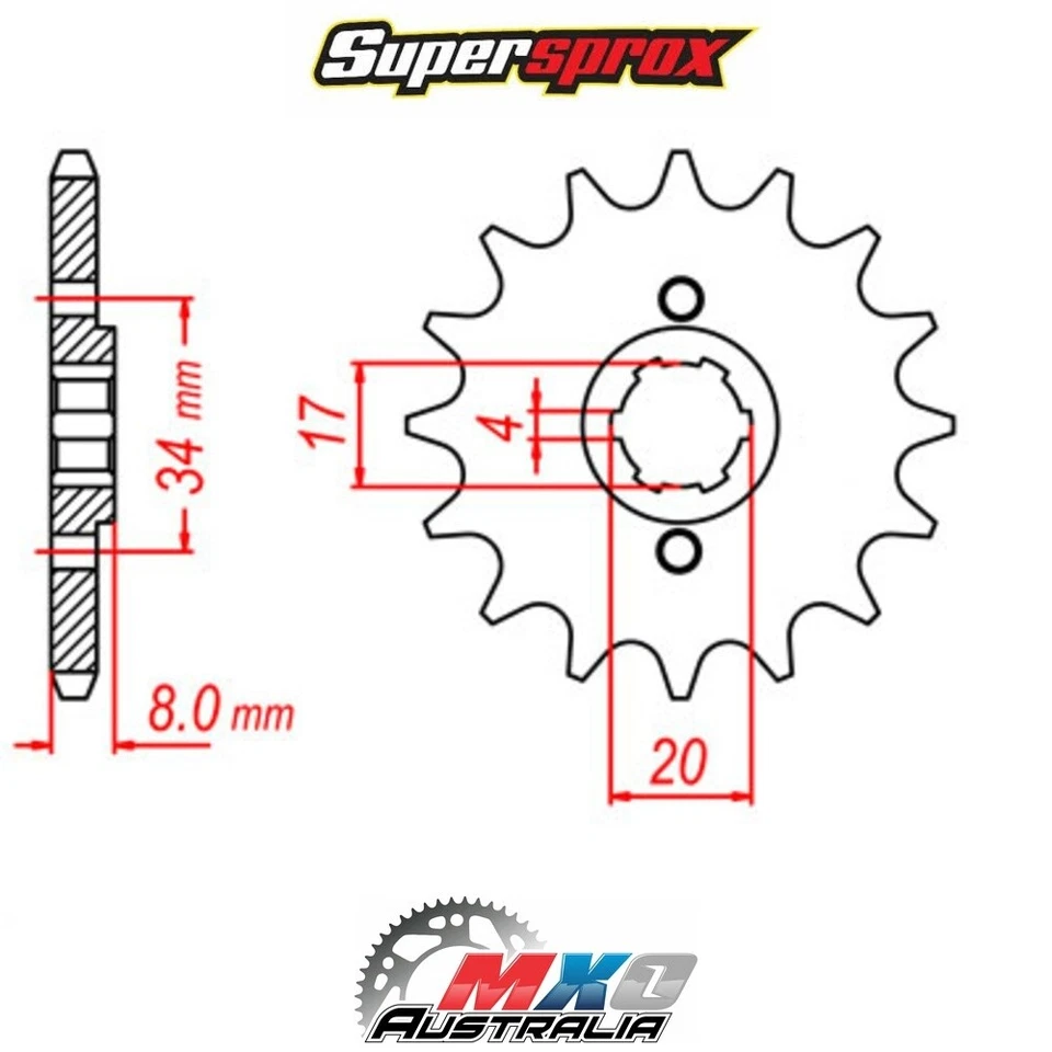 Piñón delantero Supersprox 14T para Honda CR125R 1979-1985 >520 Foto 1 de 1