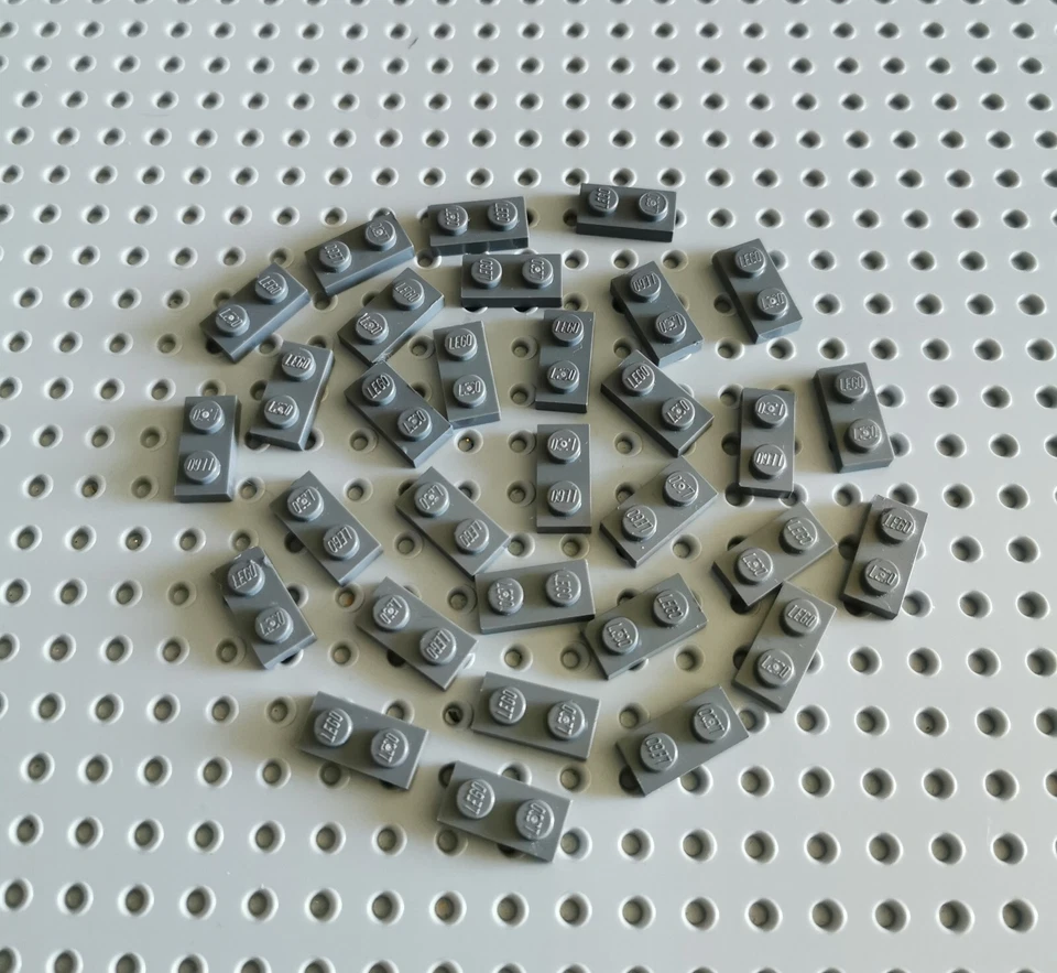 LEGO Platte Bauplatte Basisplatte 1x2 neu dunkelgrau 30 stk basic plate 3023 R1 - Bild 1 von 1