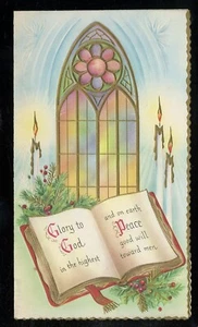 Tarjeta de Navidad de colección ESTUDIO DE ARTISTAS FAMOSOS VIDRIERAS 1963 sin usar - Imagen 1 de 3