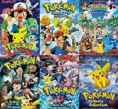 POKEMON SERIES (Season 1-25 + 21 Movies) DVD All Region US English Version + DHL - Image 1 of 2