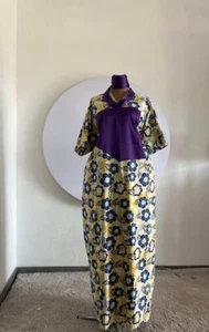 African Print Long Gown Ezinne Bubu with Scarf Ankara women clothing Maxi dress - Picture 1 of 2