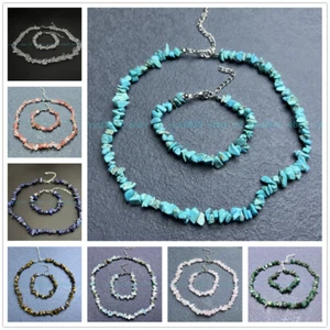 "Juego de joyas de gemas con astillas de grava multicolor natural 18/7,5" - Imagen 1 de 17