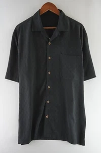 Tommy Bahama Gray Graphic Tropical Button Up Shirt Short Sleeve Men - Picture 1 of 7
