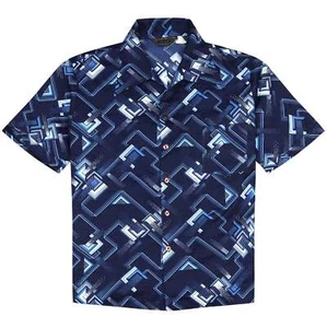 Triumph Vintage Button-Up Patterned Shirt Blue Navy - Picture 1 of 4