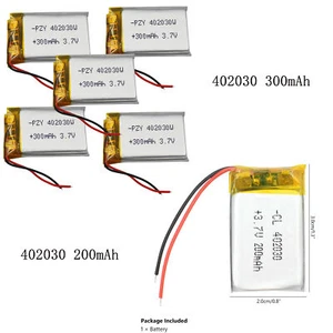 200/300mAh 402030 Liion Polymer Rechargeable Battery For headset Bluetooth - Picture 1 of 21