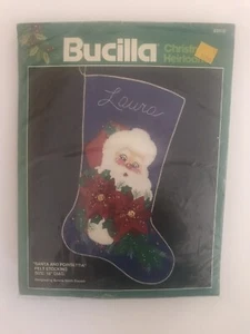 Vintage BUCILLA Weihnachtsmann und Weihnachtsstern Strumpf Set 82418 Weihnachten Filz Pailletten (LESEN) - Bild 1 von 11