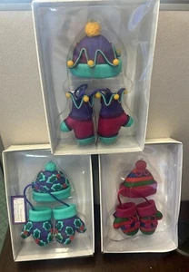 LOT Department Dept 56 HAT & MITTENS Holly Ornament Sets Christmas Tree Winter - Picture 1 of 6