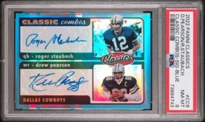 🔥Drew Pearson / Robert Staubach Dual Auto /2 PSA 8 POP 1 NONE HIGHER COWBOYS 🔥