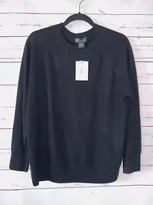 BLOOMINGDALES Size S RUNS BIG 100% Cashmere Pullover Sweater NWT $188 Black B57 - Picture 1 of 7