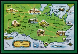 Isle Of Purbeck Map J. Salmon Postcard - Picture 1 of 2