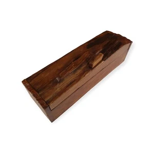 Old Wood Jewelry Box Solid Wood Chest With Folding Lid - Picture 1 of 7