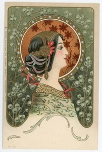 Jugendstil Dame Bietet Preußen Antike Postkarte - Bild 1 von 2