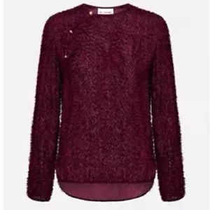 EP YAYING Silk Textured Blouse in Wine Purple Size M - Picture 1 of 9