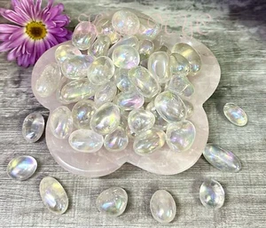 Wholesale Lot 1 Lb Angel Aura Clear Quartz Mini Tumble Healing Energy - Picture 1 of 3