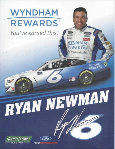2020 RYAN NEWMAN “WYNDHAM REWARDS” #6 NASCAR CUP POSTCARD Cover