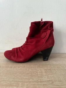 LOTUS DAMAS ROJO GAMUZA CREMALLERA TACÓN CUBANO BOTINES ZAPATOS UK 5 EUR 38 BT225 - Imagen 1 de 8