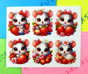 Mäuse Früchte & Nüsse kleiner Stickerbogen - Bild 1 von 3