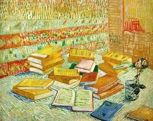 Vincent van Gogh Still Life with French Novels Rose - Wall Decor Print on Canvas - Picture 1 of 2
