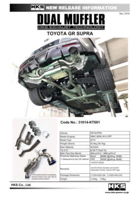 HKS para 2019+ Toyota GR Supra sem OPF dupla ponta de titânio de alta potência escapamento Catback - Imagem 1 de 2