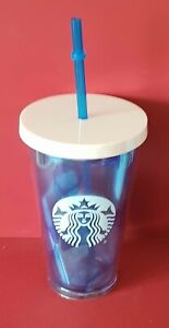 Starbucks Tumbler Cold Cup Trinkflasch Leicht Rosa Blau,16oz, Plastic, Neu.