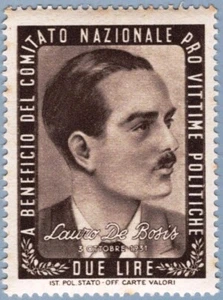 ER6073 Erinnofilo Vittime Politiche: Lauro de Bosis - due Lire - nuovo - Picture 1 of 1