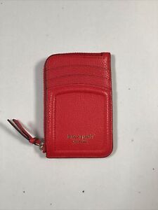 Kate Spade Red Pebbled Leather Travel Card Case
