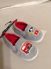 Toddler Slip On Shoes Gray with Fire Truck & Dog Size 4