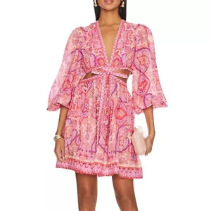 Zimmermann Dress Size 4 / AU 16 / US 12 Halcyon Paisley Cotton Cut Out Mini - Picture 1 of 18