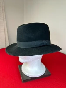 M 100% Wool Hat Dorfman Pacific Collection Black VTG Bow Fashion Cosplay - Picture 1 of 5
