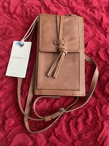 Lucky Brand TAN BROWN GENUINE LEATHER FLAP CROSSBODY SHOULDER Purse Wallet - Picture 1 of 6