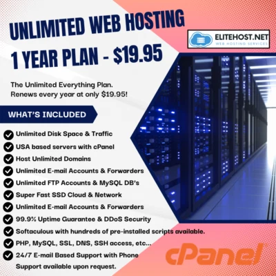 Alojamiento web ilimitado - Plan de 1 año - cPanel - ¡Servidores basados en EE. UU.! Foto 1 de 4