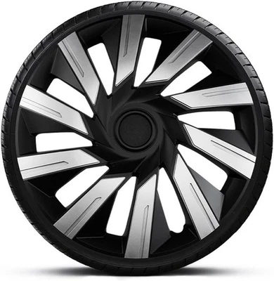 FOR PEUGEOT 206 SW 14" INCH WHEEL TRIMS HUB CAPS SILVER & BLACK TEC 4PC - Image 1 of 4