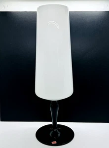 Vintage 1960s Empoli Italian Black Base & White Opaline Top Stemmed Vase MCM 14” - Picture 1 of 10
