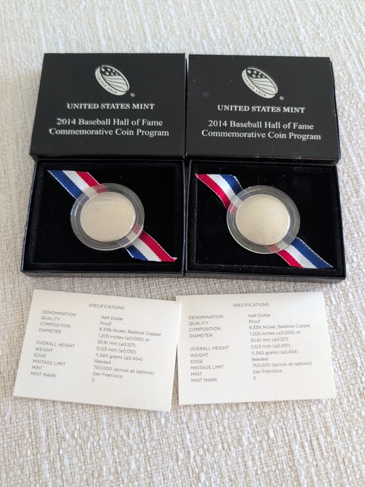 2014-S Baseball Hall of Fame Proof Clad Half Dollar US Mint COA (2 Coin Lot) - Image 1 of 1
