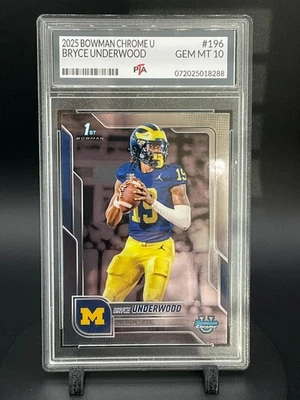 Bowman Chrome U #196 2025 Bryce Underwood, Michigan gema como nueva PTA 10 🔥 Foto 1 de 2