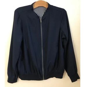 Cotton Traders New Reversible Bomber style jacket 14 Dark blue Gingham - Picture 1 of 9