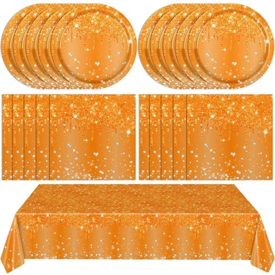 41 PCS Orange Birthday Decorations, Party Supplies, Plates, Napkins, 20 Guests - Image 1 of 4