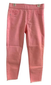 Justice Girls Denim Jeans Pink Size 12 Ankle Length Elastic Pull On Back Pockets - Picture 1 of 10