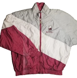 Vintage Mississippi State Bulldogs Jacket Red Oak Sportswear Windbreaker Sz XL - Picture 1 of 12