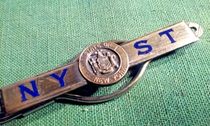 Clip de barra de corbata New York State Trooper NY ST sello estatal de colección obsoleto tono plateado - Imagen 1 de 4