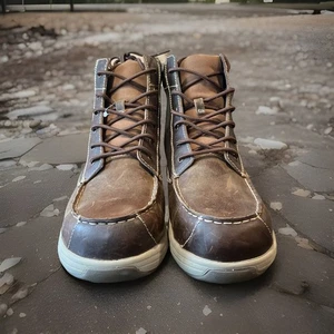 Stivali NUOVI Hytest Uomo Taglia 10.5 M Anaheim 6” Moc Toe Punta Acciaio EH Marrone K13021 - Foto 1 di 11