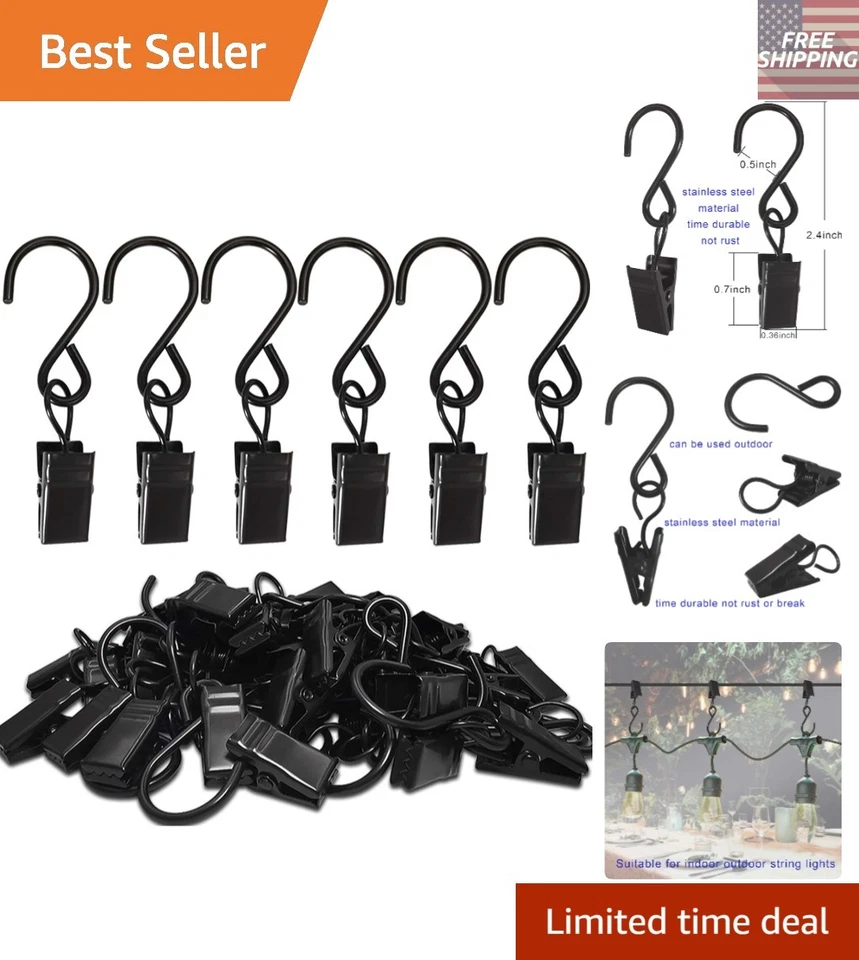 Amzseven Stainless Steel S Hooks Curtain Clips 50 Pack Hanging Party Lights Hang