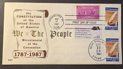 #2360 Constitution FDC w/#798 affixed, plus #2356 We the People stamp - Image 1 of 2