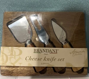 Brandani Italy ACACIA WOOD CHEESE and KNIFE Set - Made in Italy - 8"x6" - Picture 1 of 2