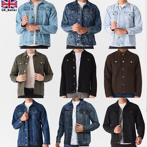 Herren Denim Jacke klassischer westlicher Stil Designer Trucker Vintage Stil Mantel - Bild 1 von 74