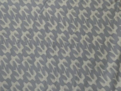 PRE-WASHED INTERLOCK KNIT GRAY AND WHITE BIRD DESIGN 68" x 50" FABRIC - Image 1 of 4