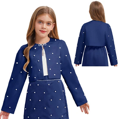 Kid Girls Jacket Dress Up Shrug Communion Cardigan Fashionable Bolero Classic - Image 1 of 4