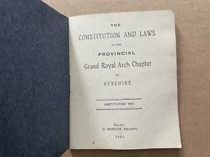 Vintage 1921 Verfassungsgesetze Provinz GRAND ROYAL ARCH Kapitel Ayrshire Buch - Bild 1 von 5
